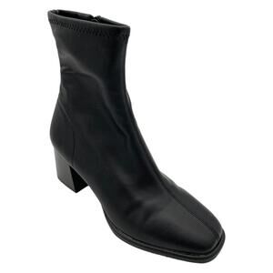 Steve Madden Women's Pammy Block Heeled Zip Suede Ankle Boots Black - Medium